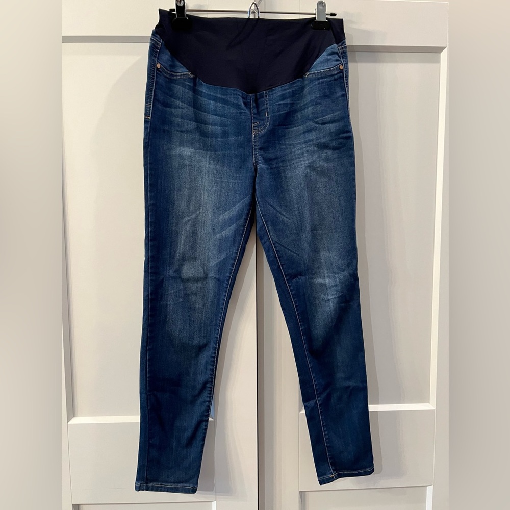 C Pink Maternity Cropped Over-the-Belly Jeans, Medium